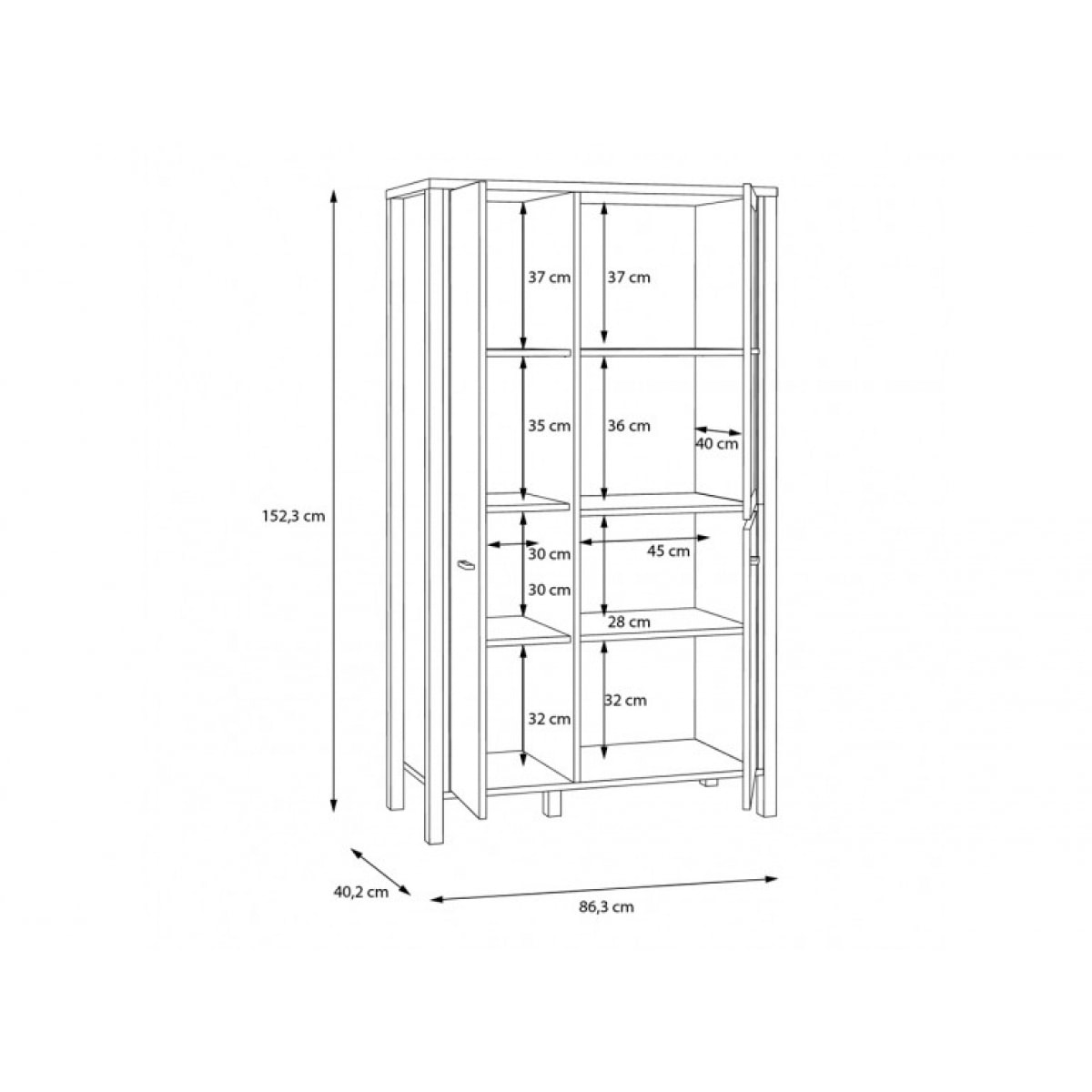 Vitrine 3 portes en bois effet chêne - MIAMI