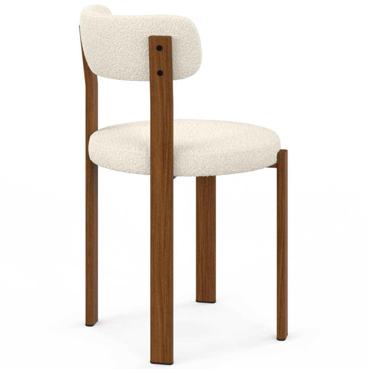 Chaises Ilona bouclette crème pieds effet noyer - lot de 4