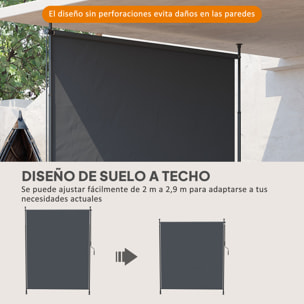 Toldo Vertical Exterior 200x305 cm, Pantalla de Privacidad Enrollable, Toldo Lateral Ajustable con Manivela, Protección UV 40+ e Impermeable, Sin Taladro, para Balcón, Jardín, Gris