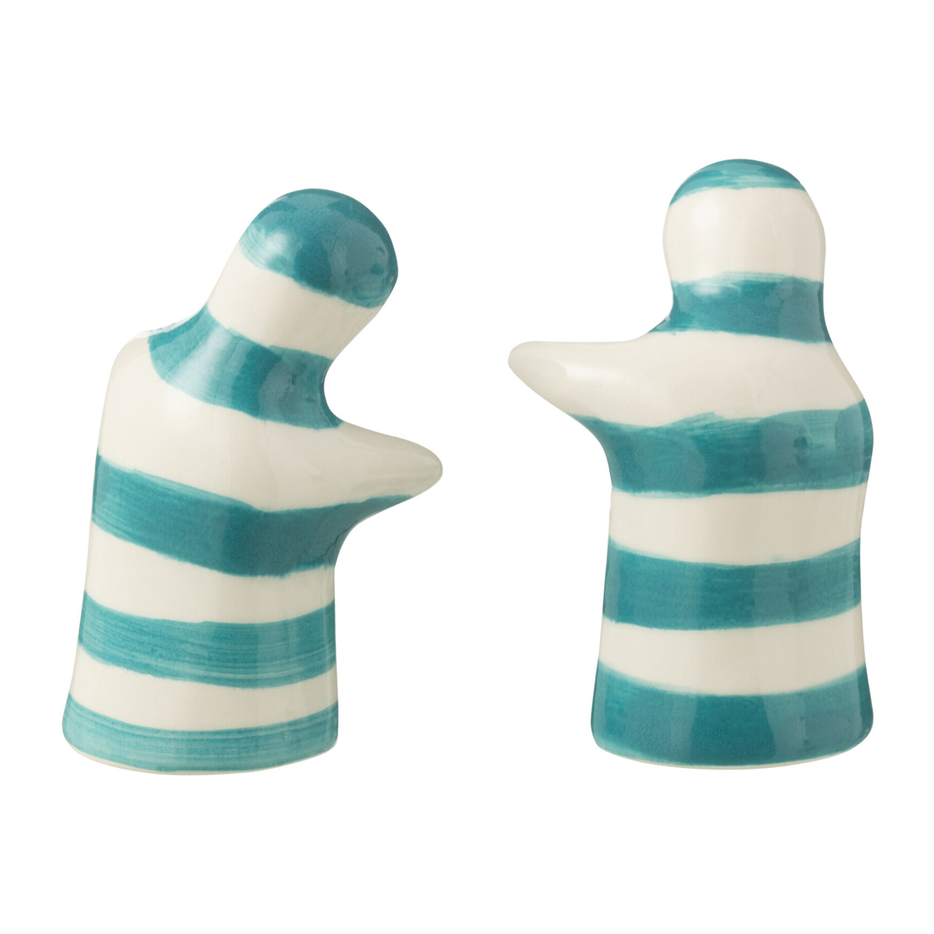 J-Line salière + poivrière Granada Stripes - céramique - blanc/aqua