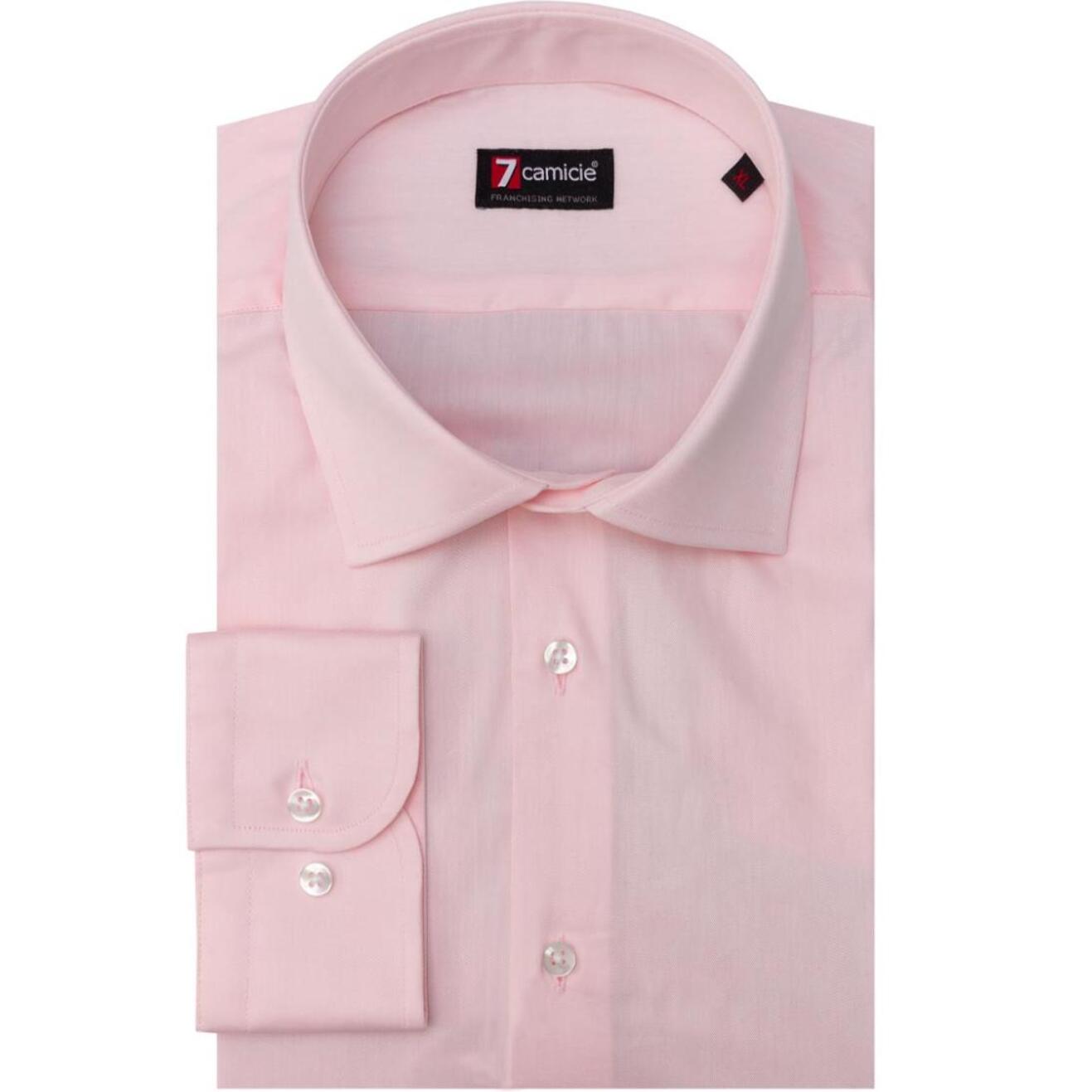 Camicia Uomo 1 Bottone Francese Slim Twill Unito Rosa
