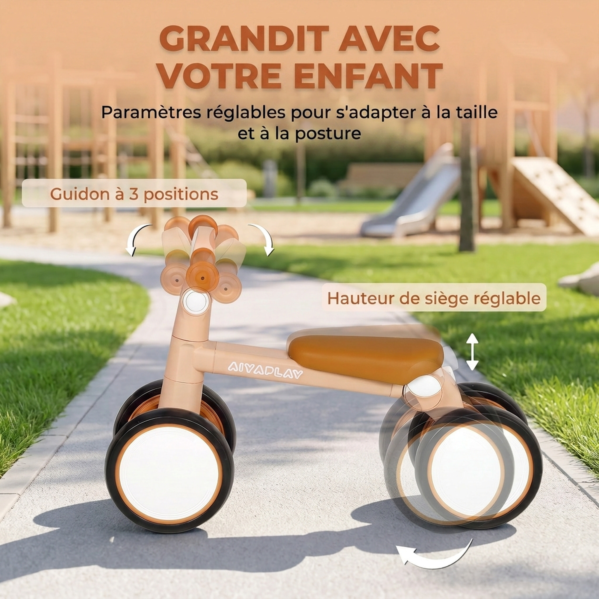 Draisienne enfant pliable selle guidon réglables rose