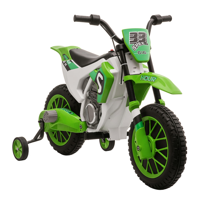 Moto Eléctrica para Niños de +3 Años 12V Moto de Juguete Infantil con 2 Ruedas de Equilibrio Velocidad 3-8 km/h Arranque Suave 106,5x51,5x68 cm Verde