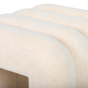 Set de 2 poufs contemporains en tissu beige