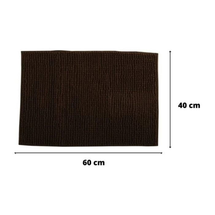 Lot de 2 tapis de bain CHENILLE 40x60cm Chocolat MSV