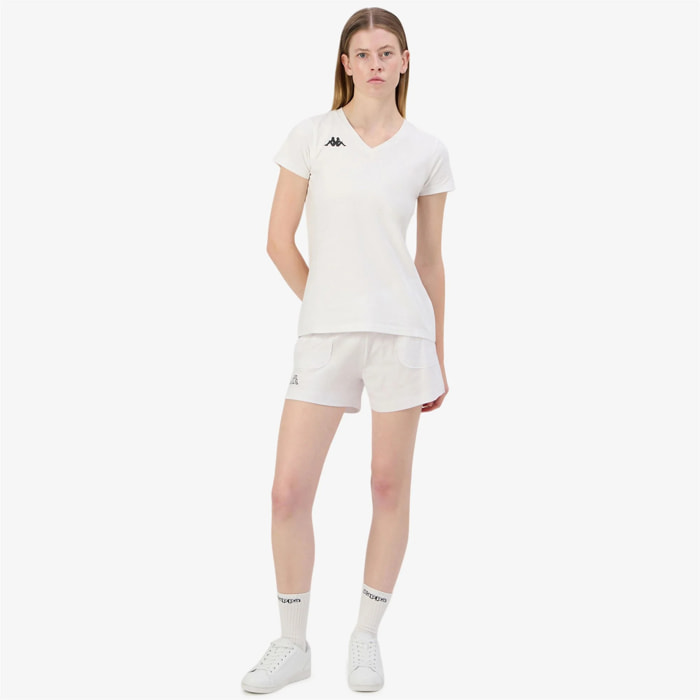 Pantaloni Corti Kappa Donna Logo Caber Bianco