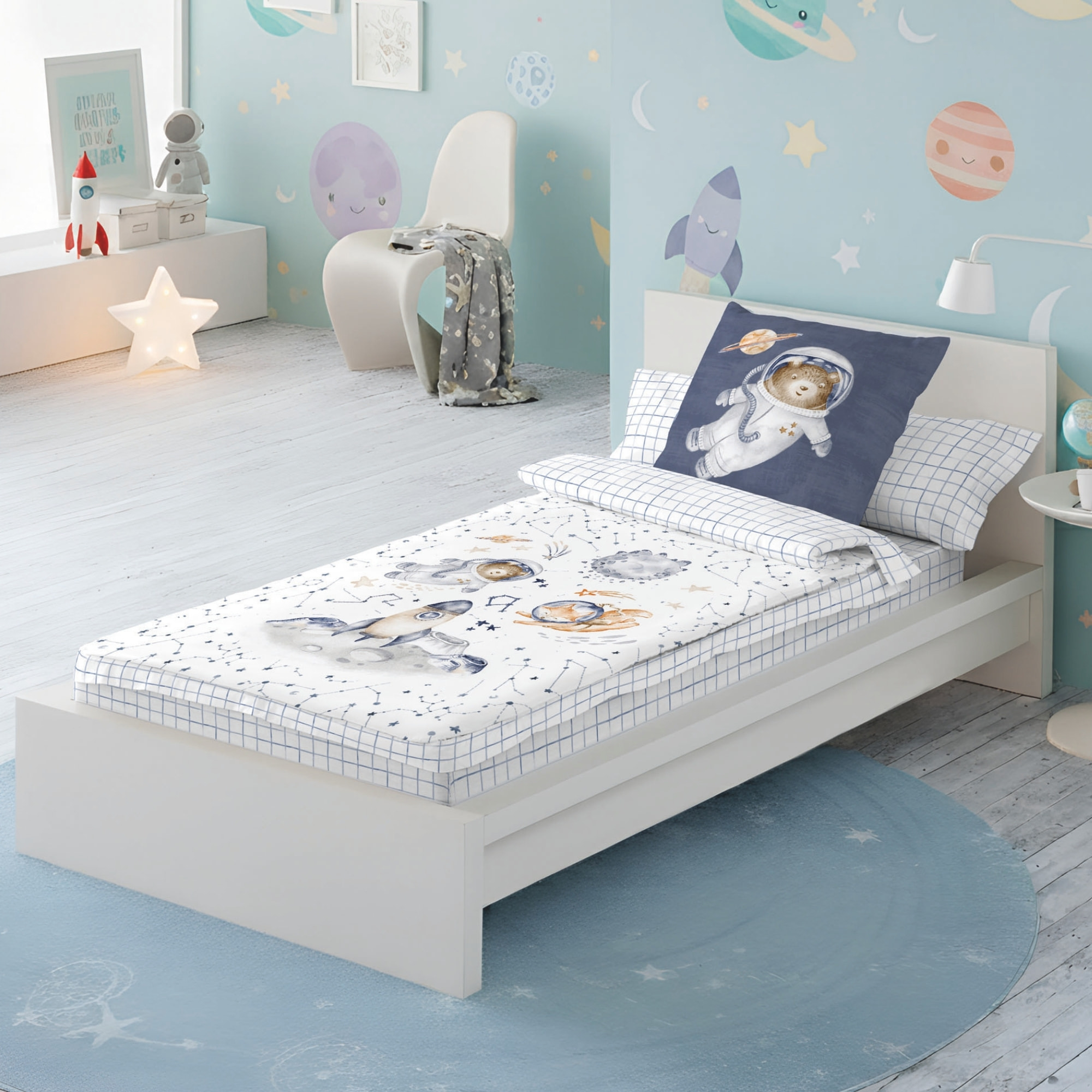 Saco Nórdico Estampado - Infantil - 100% Algodón - Sin relleno - Incluye 1 Funda de Almohada - Interstellar