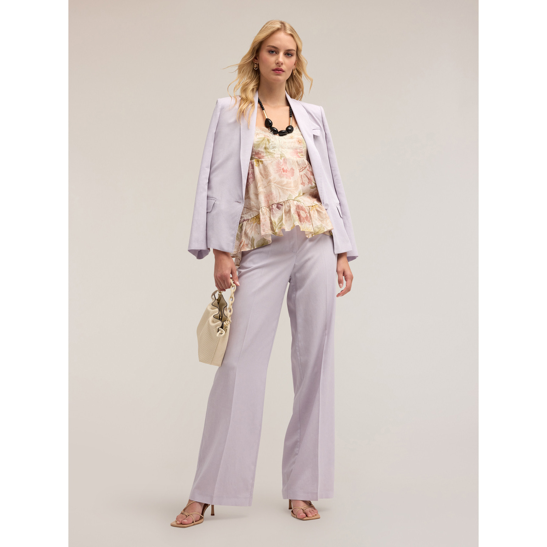 Motivi - Pantaloni palazzo in lino misto lyocell - Viola