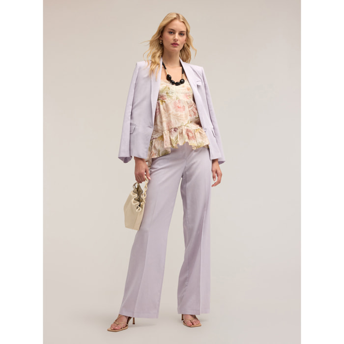 Motivi - Pantaloni palazzo in lino misto lyocell - Viola