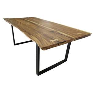 TABLE EN BOIS D ACACIA PIEDS EN MÉTAL NOIR 250X100X76CM-CALAO