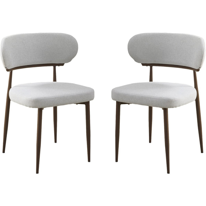 Lot de 2 chaises de salle à manger imitation bois "Elora" - Gris clair