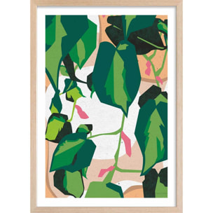 Poster green touch Affiche + cadre en bois - Chêne