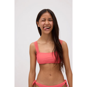 Top bikini a fascia per ragazzi in tinta unita verde corallo