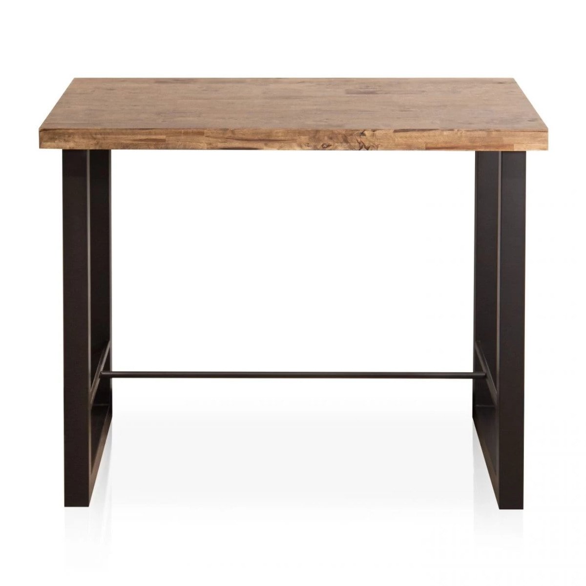 Mesa alta fija con patas metálicas en negro y roble boreal 120x100 cm Loft Roble boreal – Negro