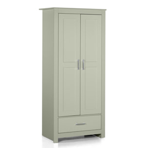 Armadio in legno salvia 2 ante e 1 cassetto 80x180x50 cm - Ginevra