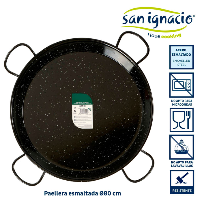 Paellera esmaltada 80 cm 40 raciones colección la dehesa