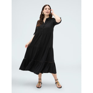 Fiorella Rubino - Vestido largo camisero en viscosa - Negro