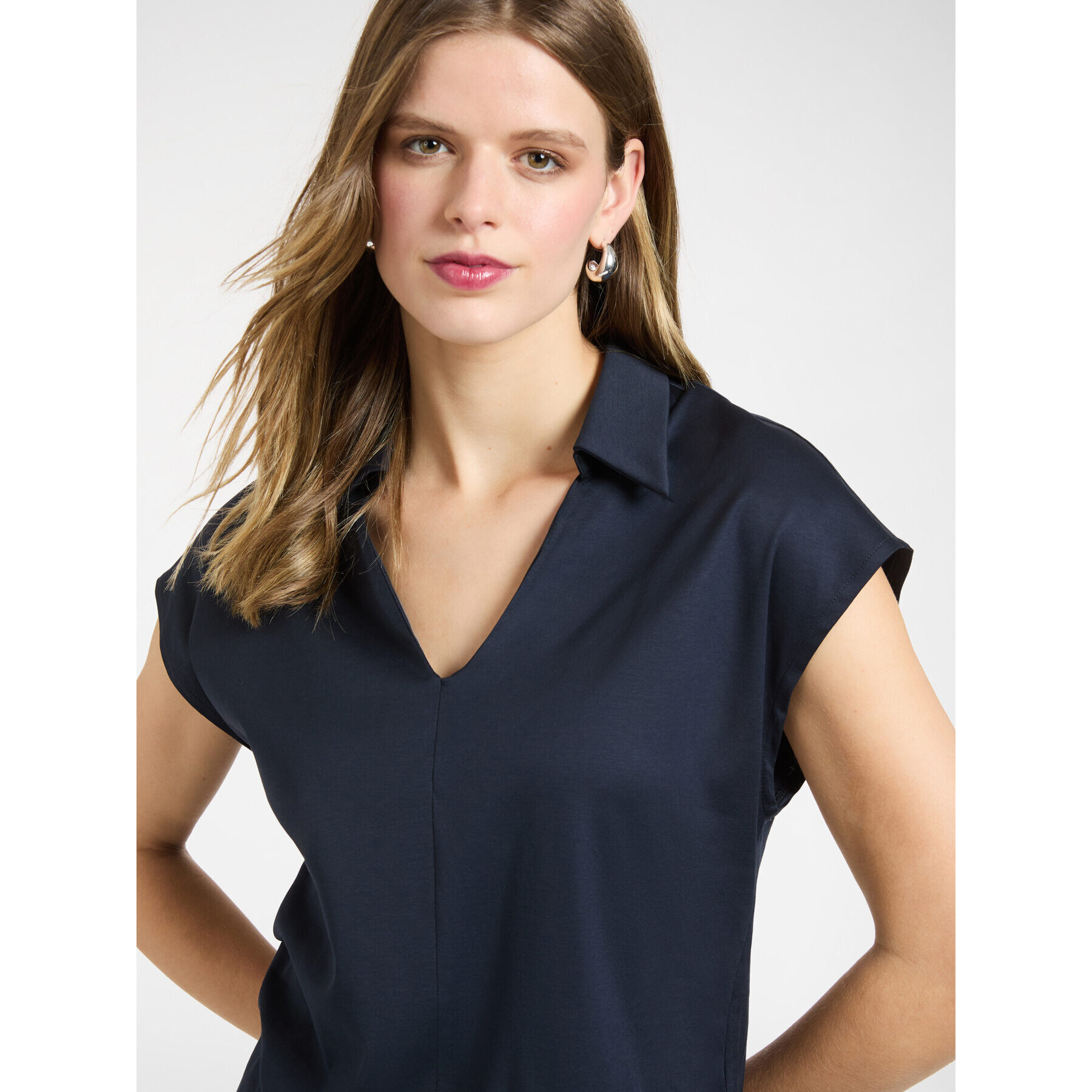 Elena Mirò - Camiseta con cuello - Azul