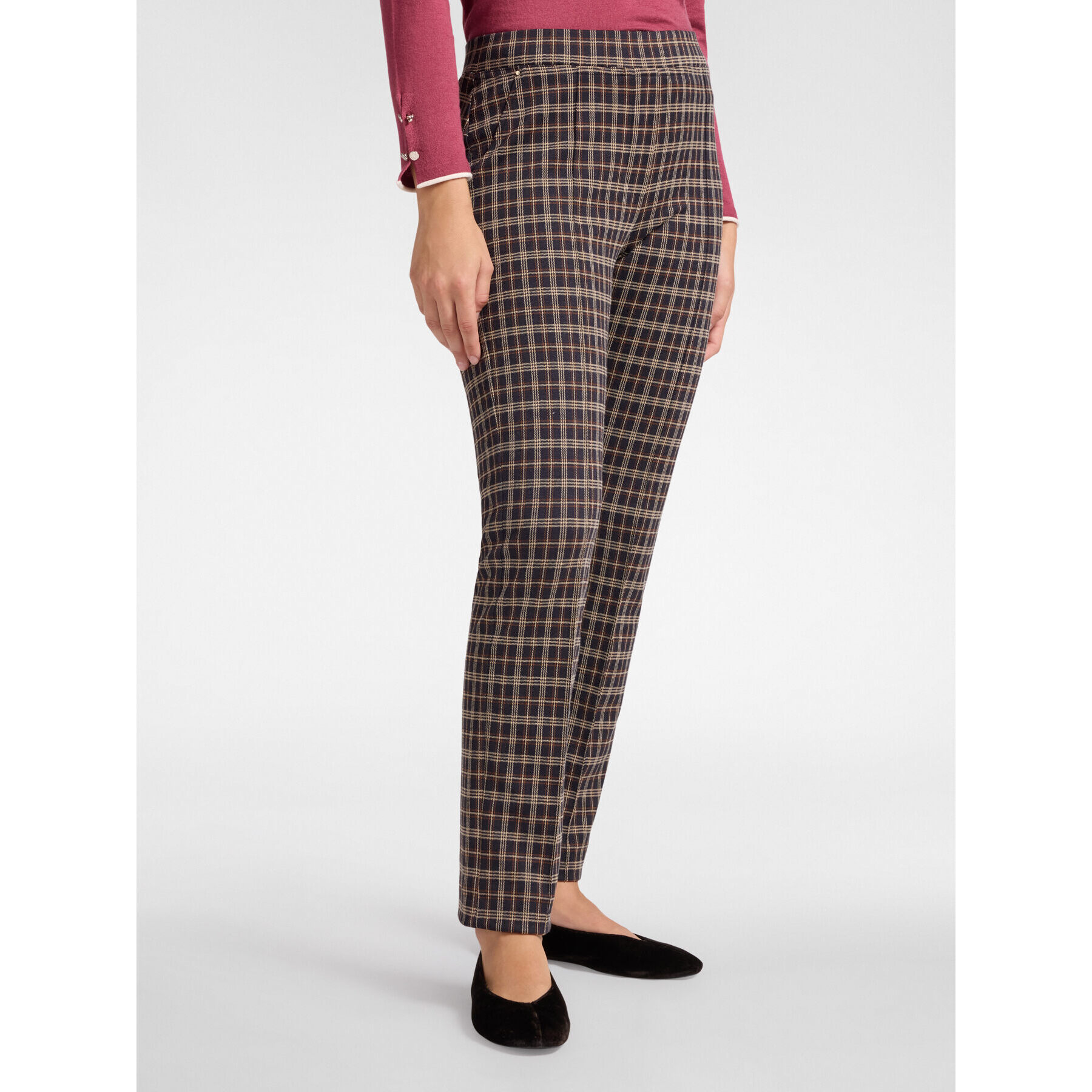 Elena Mirò - Pantaloni checks - Marrone