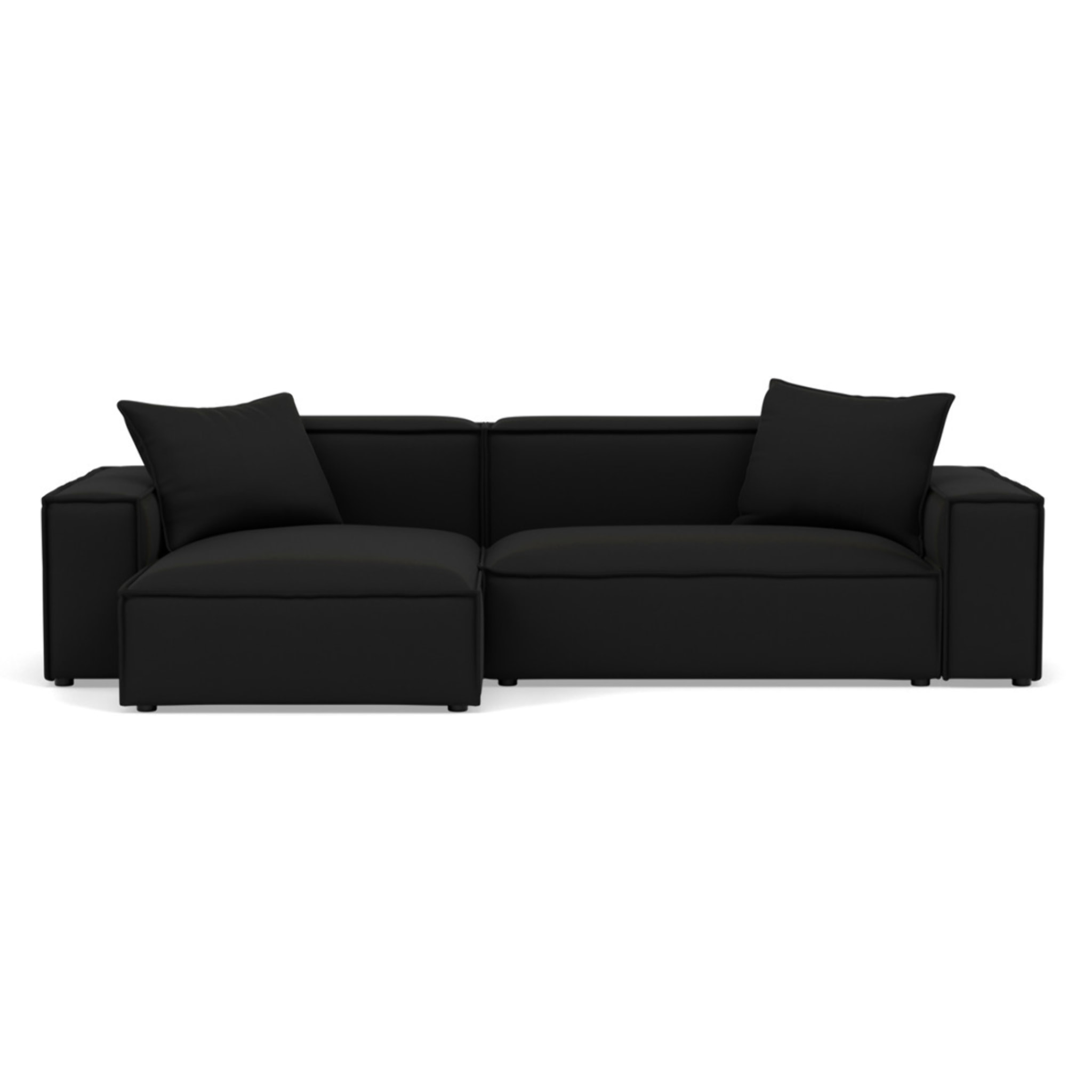 Atlas - Canapé d'angle réversible 4 places en velours texturé - Noir