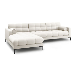 Canapé d'angle gauche "Bali" 5 places en tissu structurel beige clair