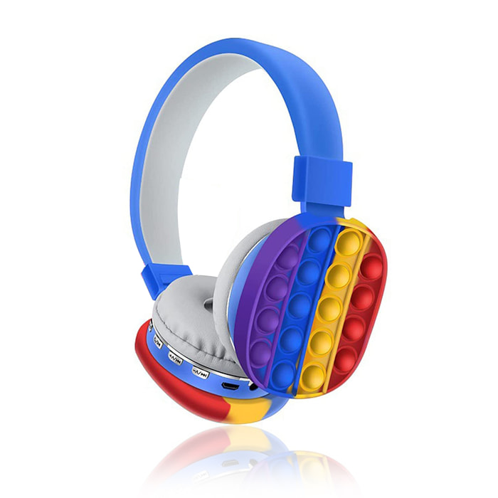 Cuffie AH806 Bubble Pop It. Bluetooth 5.2, radio FM, lettore di schede Micro SD.