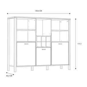 Buffet de rangement haut en bois effet chêne - MIAMI