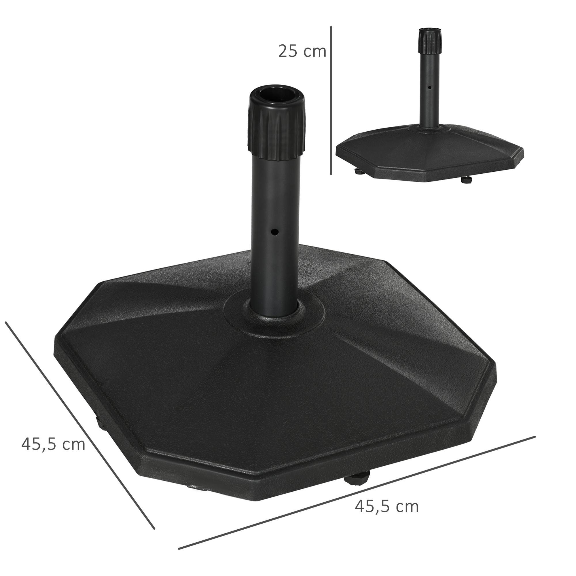 Base de Sombrilla Peso 18 kg Soporte para Parasol de Cemento para Mástil de Ø32/34/38 mm Pie de Parasol para Jardín Balcón 46x46x39 cm Negro