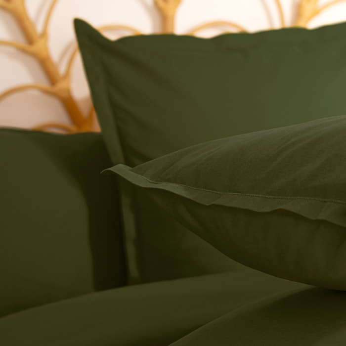 Taie d oreiller "Carina" coton 63x63cm vert kaki