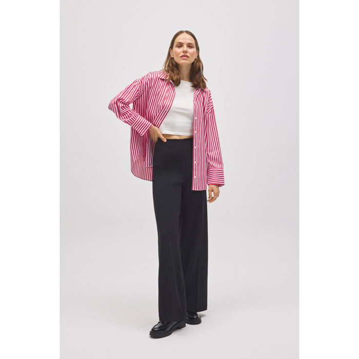 Pantaloni larghi effetto scamosciato nero