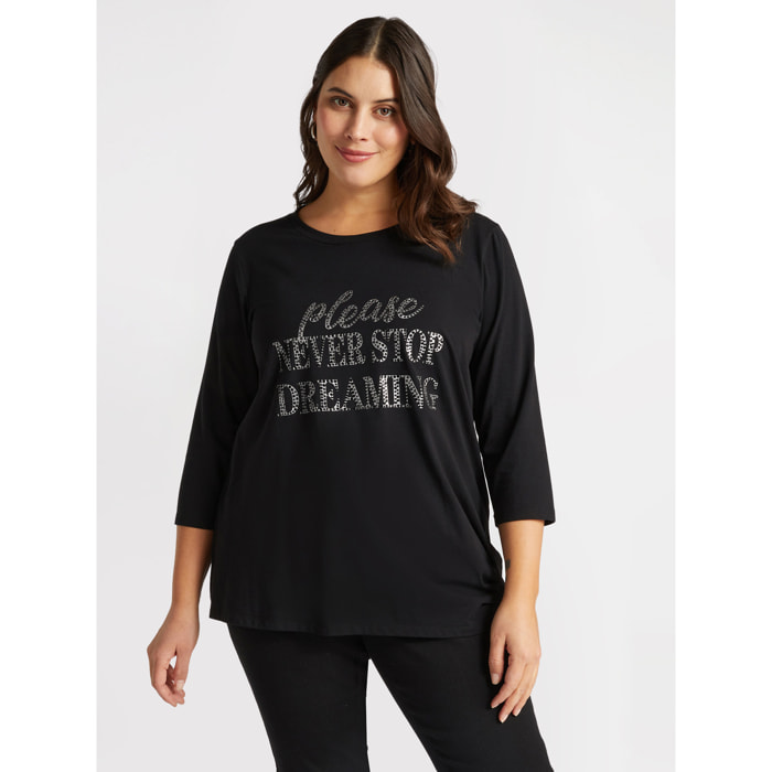 Fiorella Rubino - Camiseta con estampado de letras - Negro