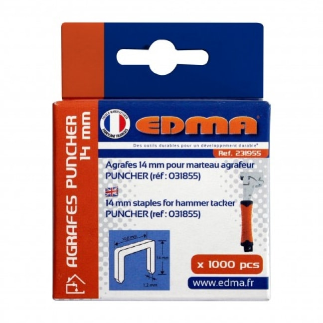 Boite de 1000 agrafes EDMA Spécial Puncher - 14 mm - 231955
