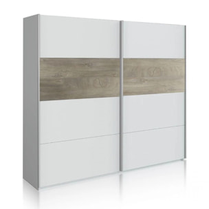 Armario Brike 180 2 puertas correderas Blanco Artik (Blanco Mate) – Roble Alaska