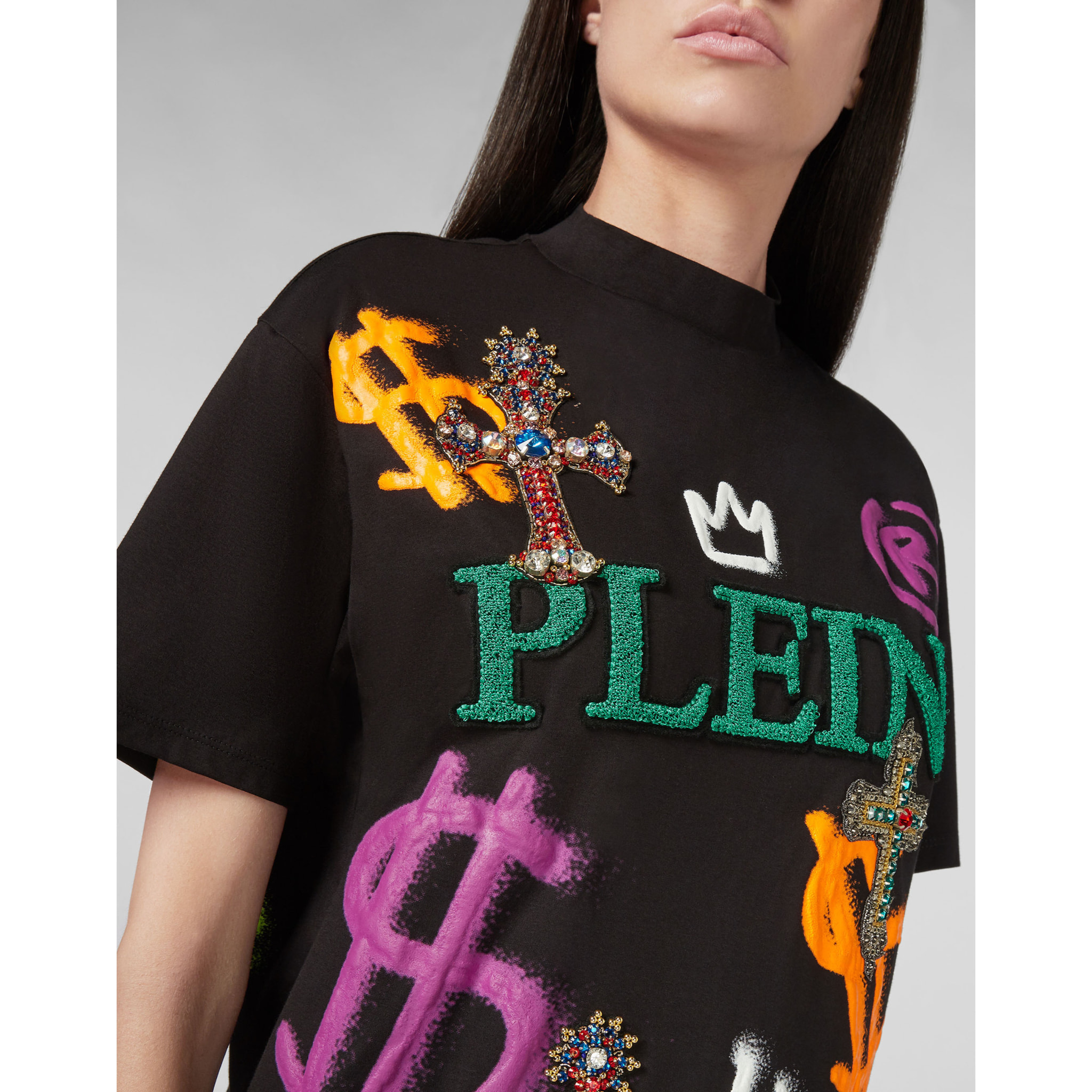 PHILIPP PLEIN T-shirt Round Neck SS Baroque cross