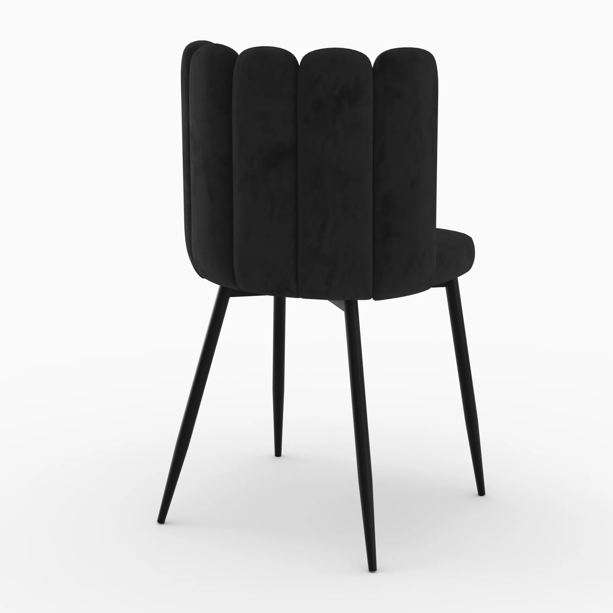 Chaise en velours noir et pieds en métal noir - Rosy