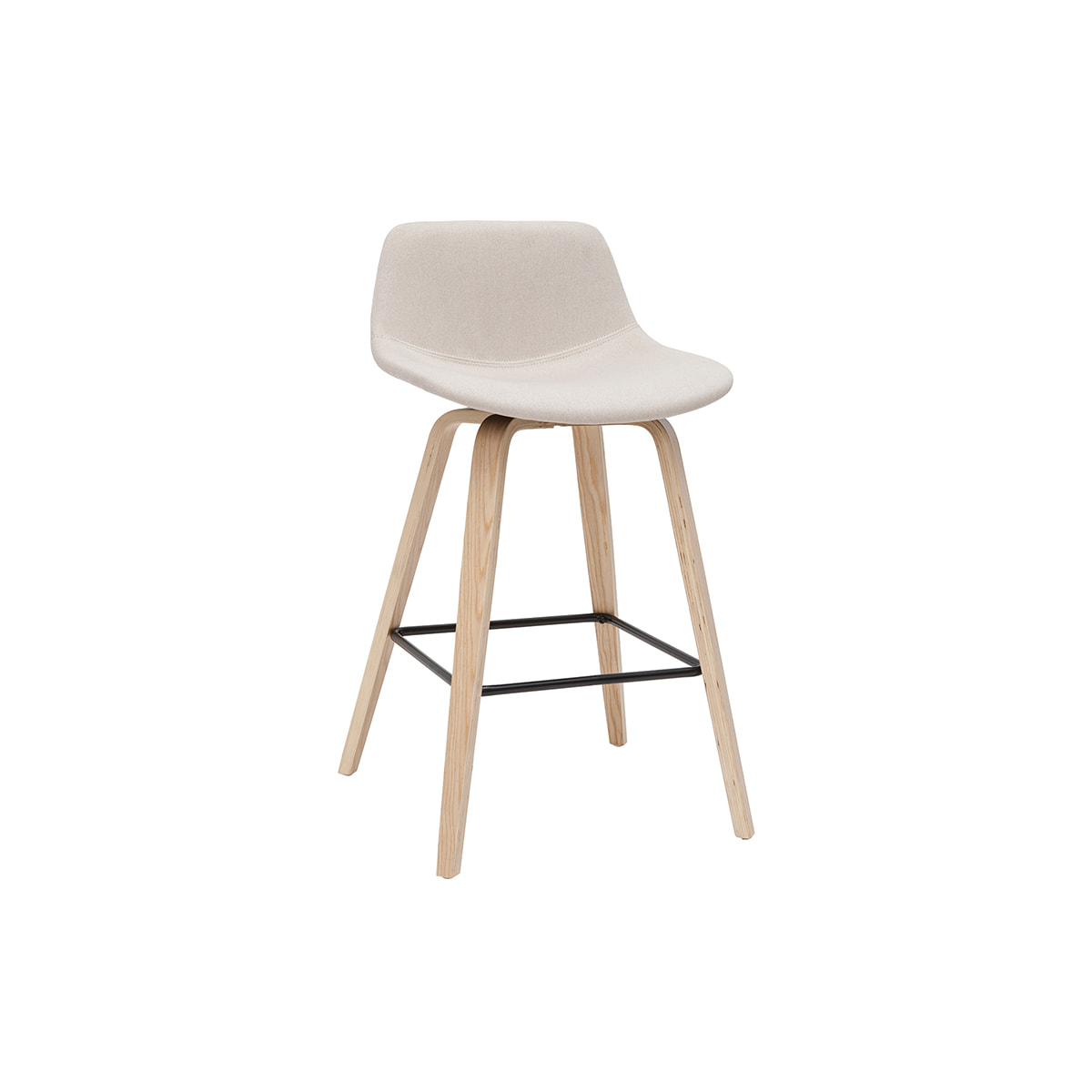 Tabourets de bar scandinaves beige et bois clair H65 cm (lot de 2) NONIE