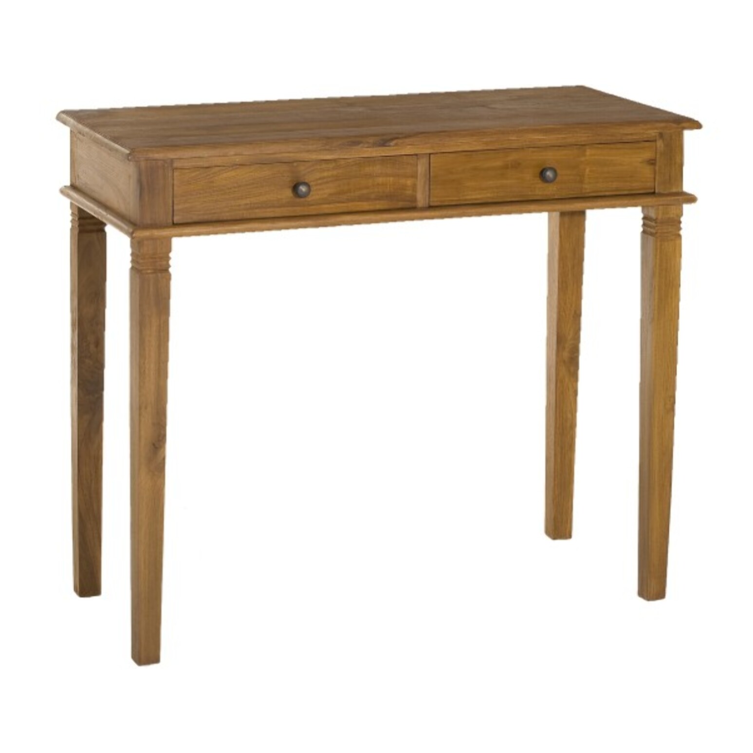 API - Bureau marron bois Teck 2 tiroirs