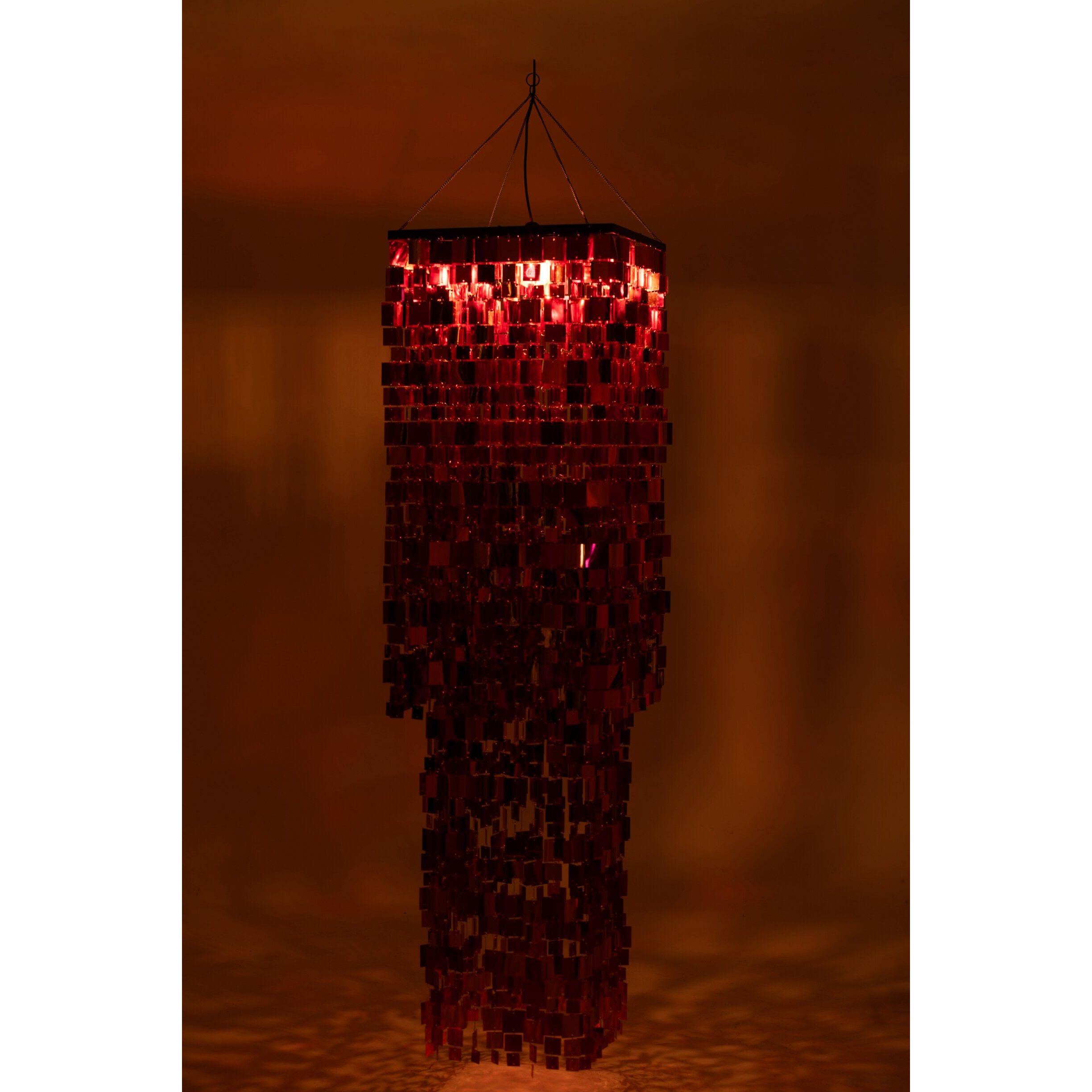 J-Line abat-jour sequin carré - PET - rose/orange