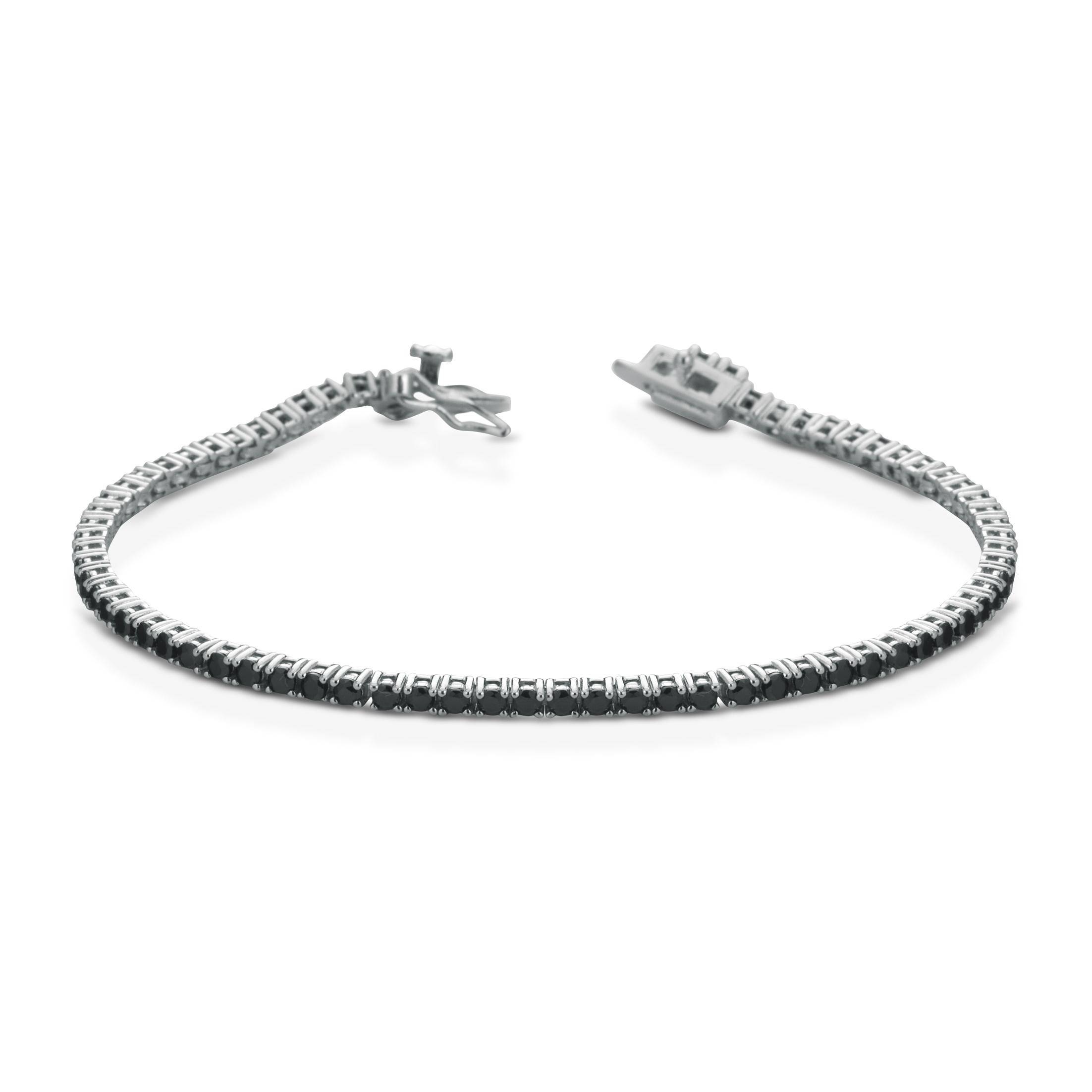 Bracciale Hiriwa 925 Tennis Argento Pietre Nere