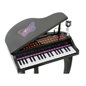 Piano à queue électronique 37 touches multifonctions avec micro haut parleur noir