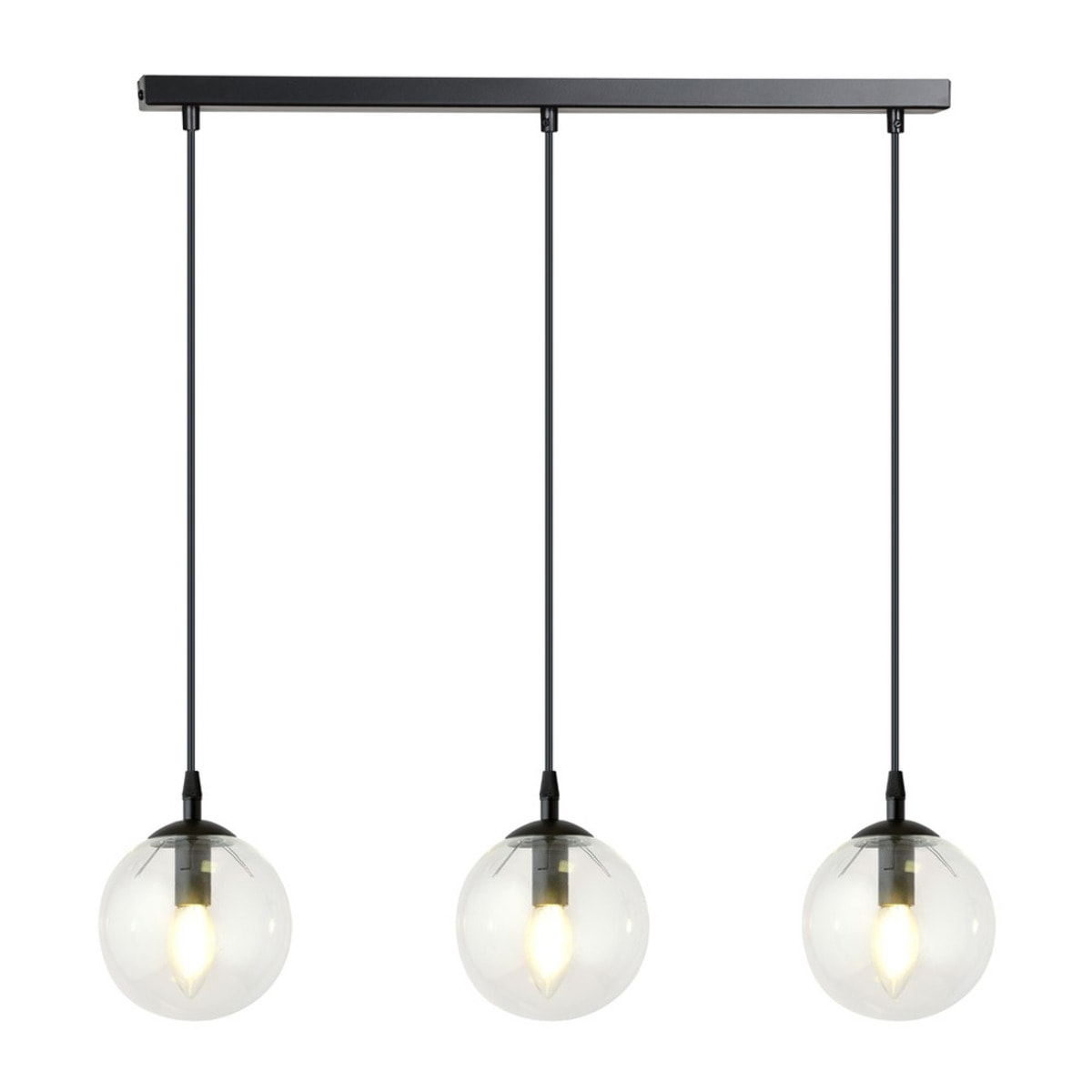 Lampada a sospensione Cosmo in acciaio nero e vetro