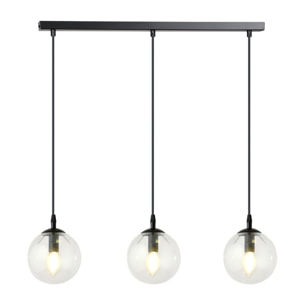 Lampada a sospensione Cosmo in acciaio nero e vetro