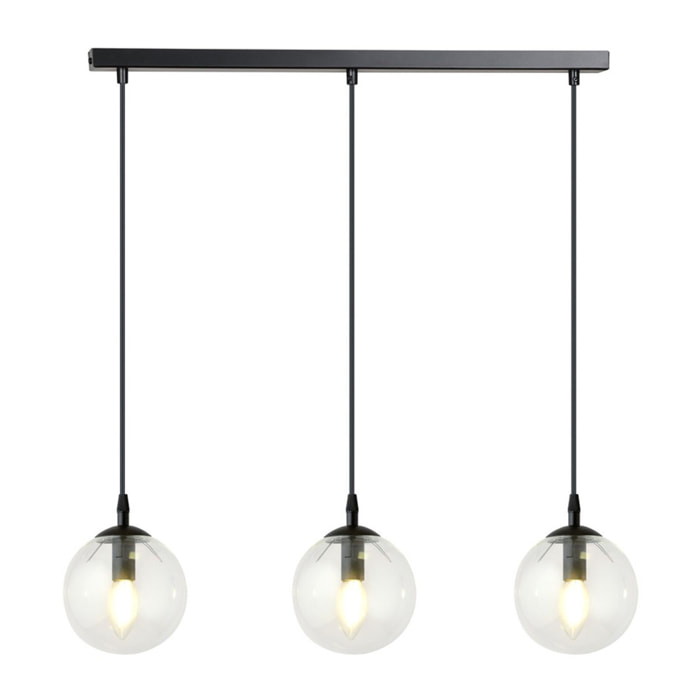 Lampada a sospensione Cosmo in acciaio nero e vetro