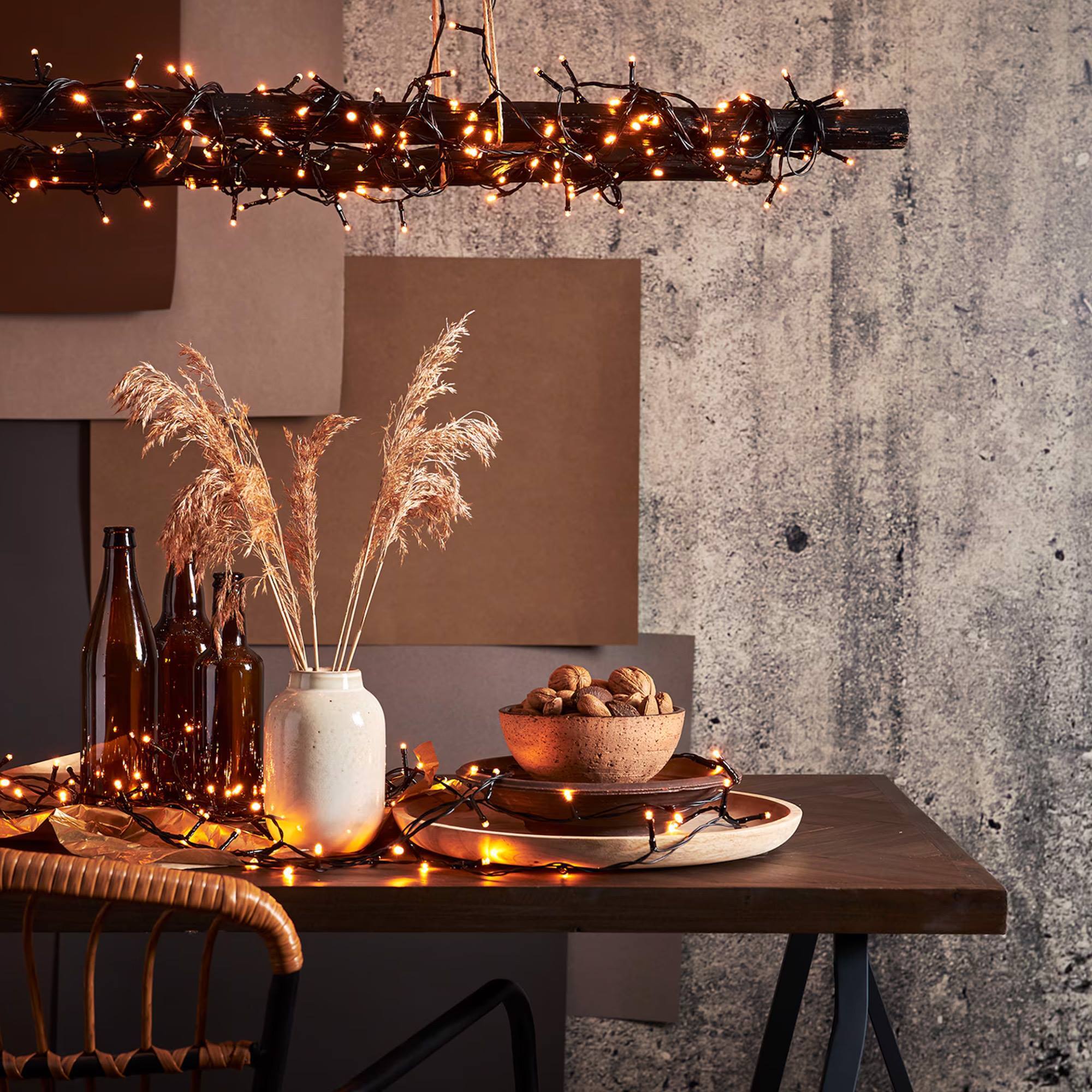 guirnalda con 200 luces led blancas cálidas y blancas extra cálidas con 8 funciones y temporizador