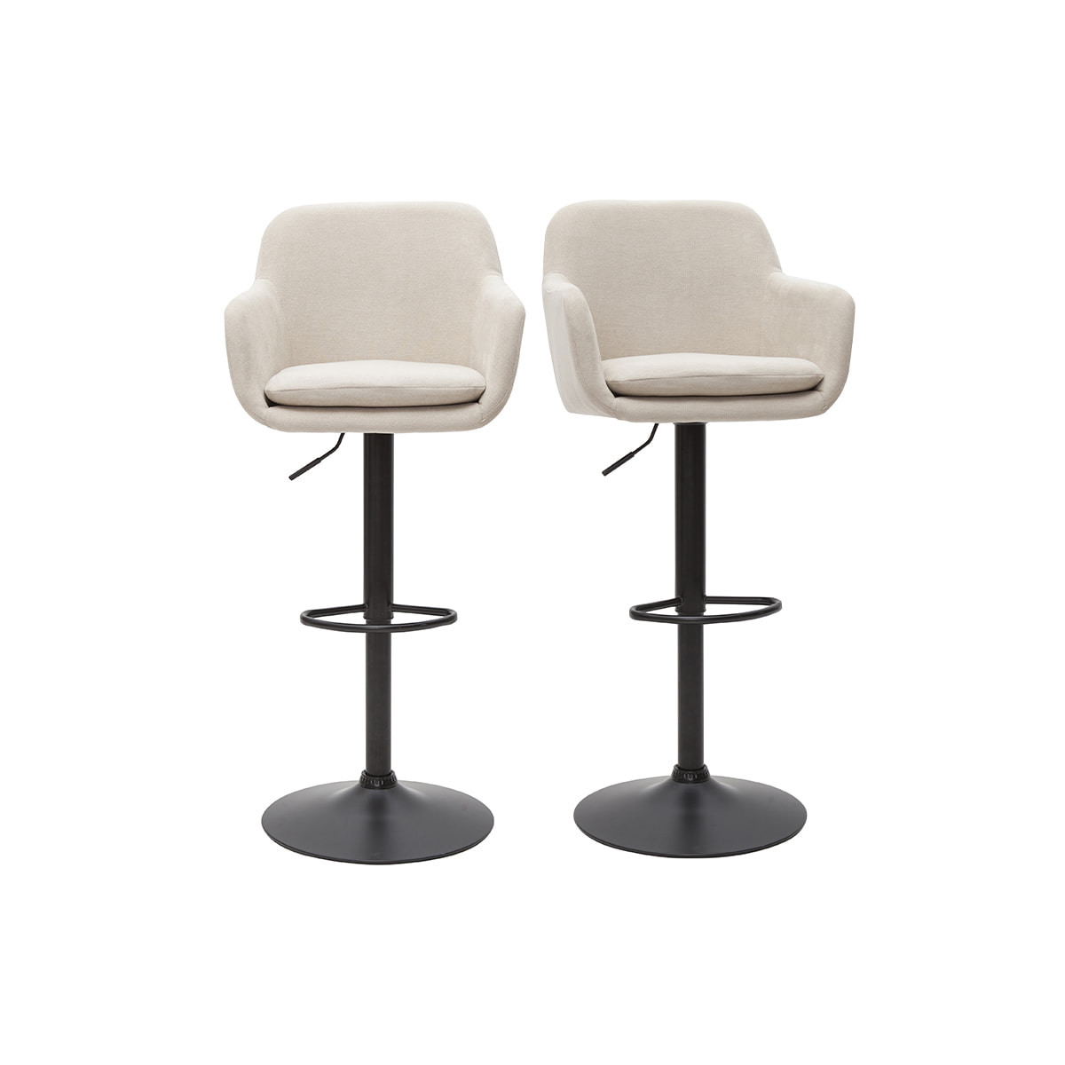 Tabourets de bar réglables tissu effet velours beige et métal (lot de 2) AMIKA