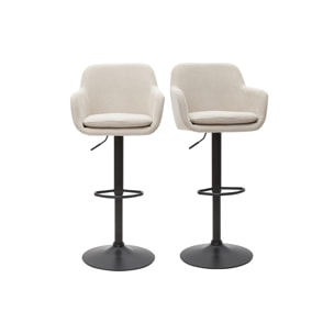 Tabourets de bar réglables tissu effet velours beige et métal (lot de 2) AMIKA