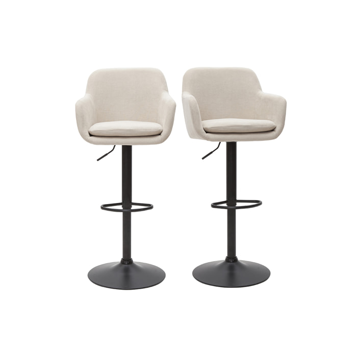 Tabourets de bar réglables tissu effet velours beige et métal (lot de 2) AMIKA