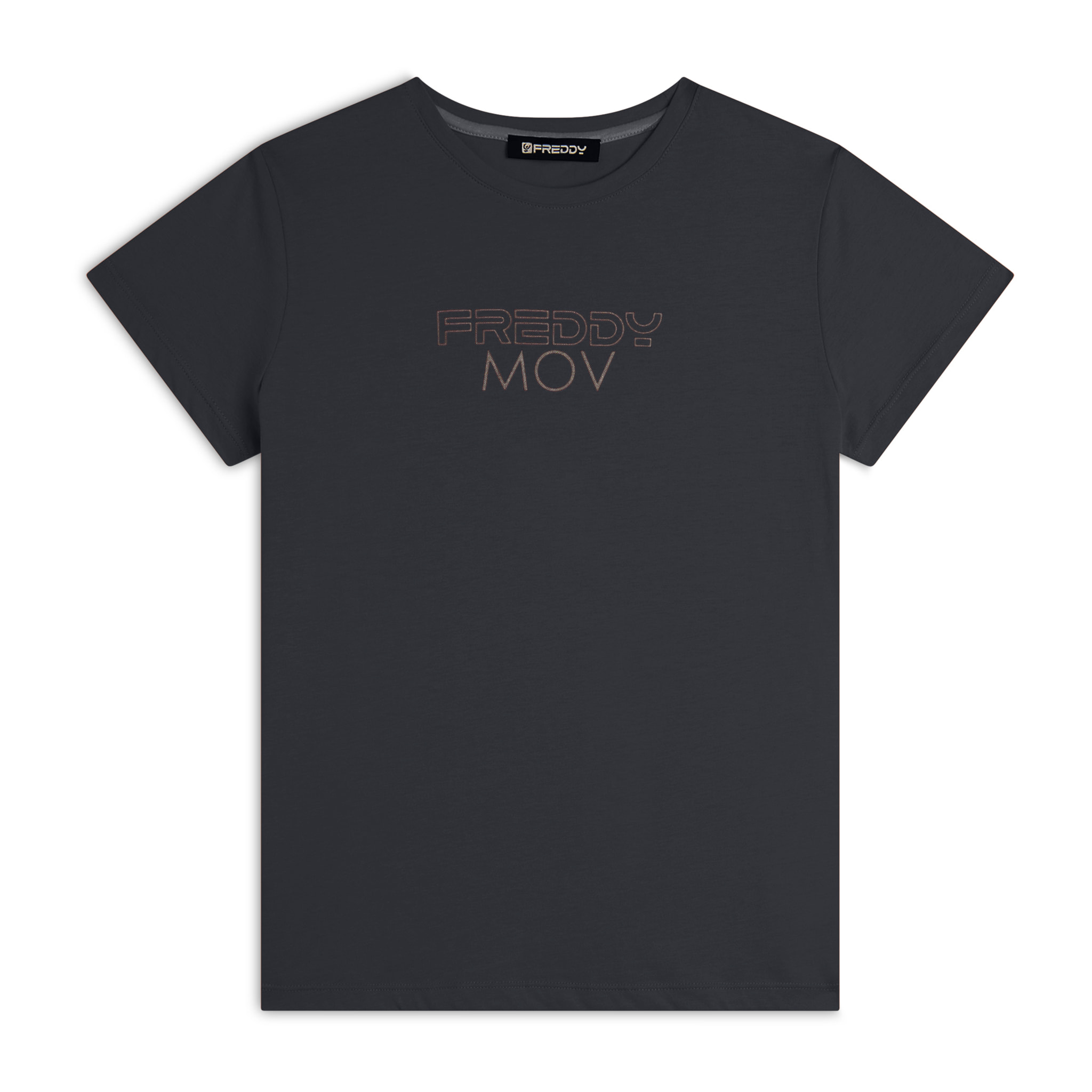 T-shirt Regular con Stampa Metallizzata