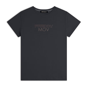 T-shirt Regular con Stampa Metallizzata