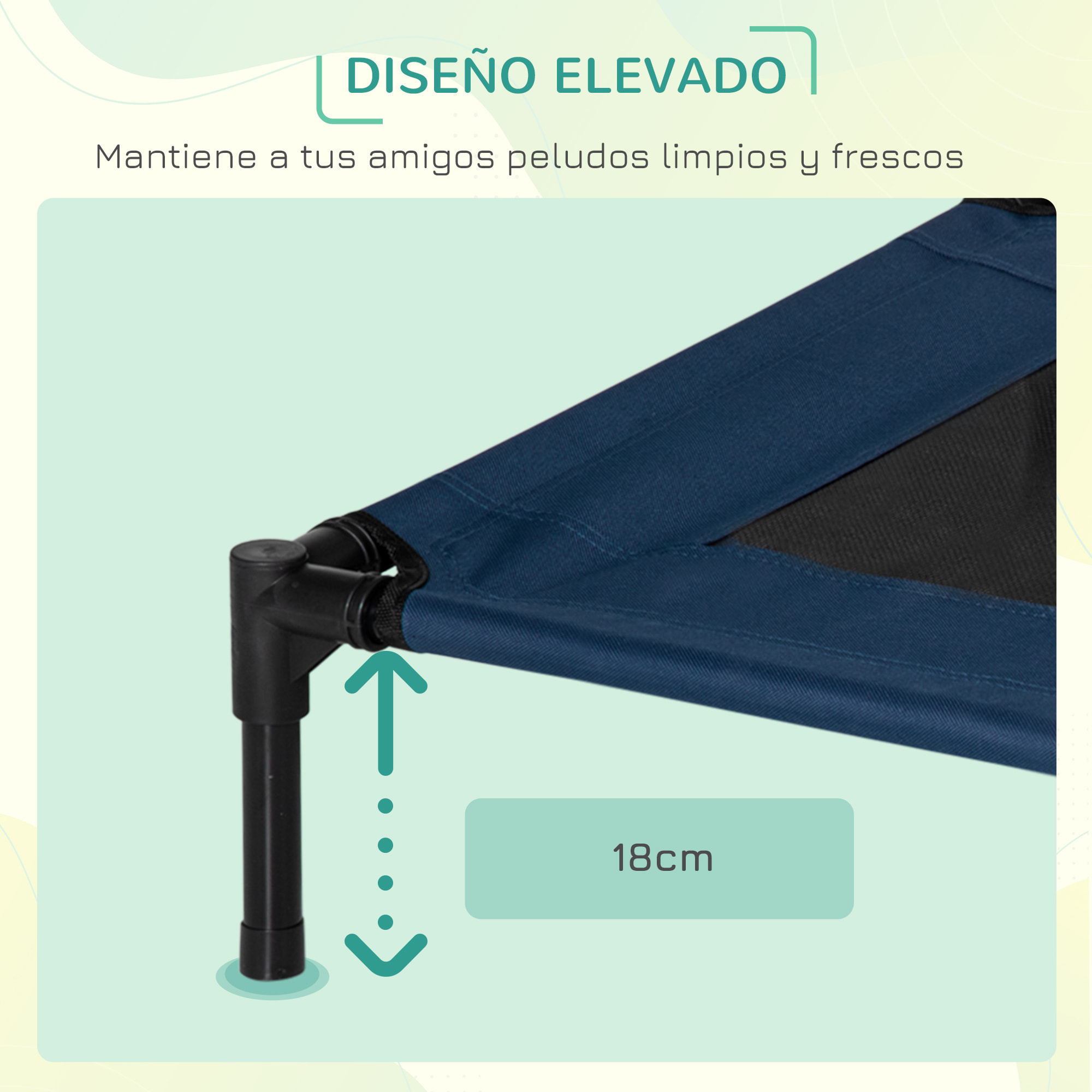 Cama para Mascotas de Oxford Metal 76x61x18 cm Azul y Negro